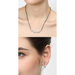 Compre un Conjunto de Mangalsutra de Plata Pura, Joyería Fina con Diamante de Corte Esmeralda Chapado en Oro, para Regalo de Boda o Fiesta para Esposa - Product Image 6