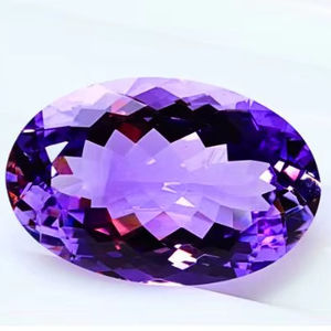 Pierre précieuse en améthyste naturelle facettée de 9x7 mm - Forme ovale - Quartz améthyste - Pierre taillée brésilienne à nuances profondes pour la fabrication de bijoux - Product Image 1