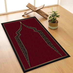 Alfombra de Oración Roja y Dorada: Elegante Decoración para Mezquita, Regalo Espiritual, con Alfombra Suave - Product Image 5