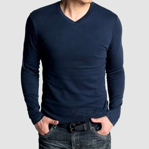 Men's <b>V</b>-Neck Long Sleeve Slim <b>Fit</b> Dobby Knit Silk/Cotton Blend Animal Print Anti-Wrinkle Laser Printed Vintage Style T-Shirt - Product Image 4