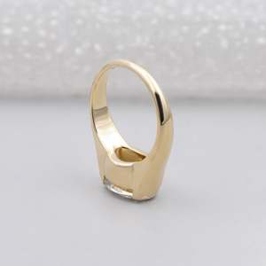 East West IGI Certified Diamond <b>Ring</b> Oval Engagement Half Bezel Set Solitaire with <b>Thick</b> Band - Product Image 4