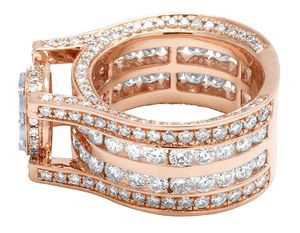 แหวนเพชรโมอิสสีโรสโกลด์สำหรับผู้หญิงสไตล์วินเทจเพชรเม็ดกลมโมอิสซาไนต์ชุบ S925สีทอง - Product Image 3