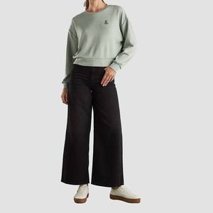 Sweat-shirt à col rond en coton léger pour femmes avec logo personnalisé Sweat-shirt en gros à motif solide avec doublure - Product Image 1