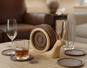 Sous-verre carré en bois de qualité supérieure, classique et éco-responsable |   Sous-verre en bois massif poli à la main |   Vaisselle durable pour la maison - Product Image 2