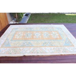 Alfombra Turca de 6.6x9.4 pies, Alfombra Grande Vintage, Alfombra Azul Sólida - Product Image 3