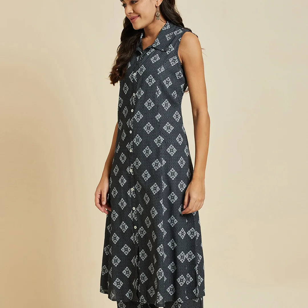 Roupa étnica indiana para mulheres, roupa casual em tecido puro rayon, Kurti elegante feito à mão, linha A, combinada com calças Palazzo, em massa