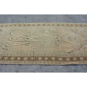 4.7x10.8 ft Turkish Rug, Vintage Large Rug, <b>Brown</b> White Floral <b>Wool</b> Rug - Product Image 4