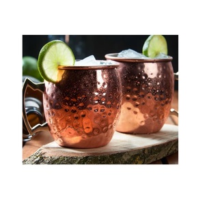Tazas de mula de Moscú de la mejor calidad para cerveza de jengibre Taza de cobre puro con mango de latón Moscow Mule diseñado en India - Product Image 5