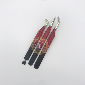 Vente chaude pince à épiler à pointe arc-en-ciel en acier inoxydable de haute qualité revêtement en poudre durable testé à la main pour l'utilisation des cils - Product Image 5