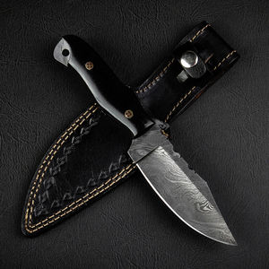 Couteau de camping industriel en acier inoxydable Damas fait main Becknell, motif torsadé, pointe tombante, lame pleine, vente en gros OEM - Product Image 1