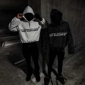 เสื้อฮู้ดดี้ผู้ชายแบบสตรีทแวร์ปี 2026 ตกแต่งด้วยคริสตัลทั้งตัว ปักลาย ทรงโอเวอร์ไซส์ ทรงบ็อกซี่ ซิปหน้า - Product Image 5