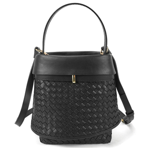 Designer Fashion Brand <b>Hand</b> Woven Black Summer Bucket Bag PU Leather Women's Handbag - Product Image 1