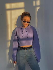 Sudadera corta con capucha personalizada para mujer, sudaderas y sudaderas informales para mujer, Sudadera con capucha recortada de gran tamaño para mujer - Product Image 2