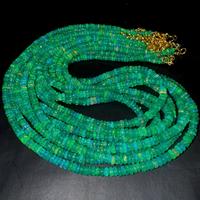 Collier artisanal en perles rondes lisses d'opale éthiopienne verte naturelle TASBIYA GEMS, effet de jeu de couleur feu, certifié par un tiers, prêt à l'emploi