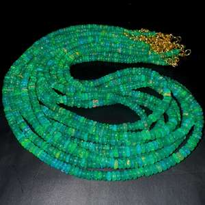 Collier artisanal en perles rondes lisses d'opale éthiopienne verte naturelle TASBIYA GEMS, effet de jeu de couleur feu, certifié par un tiers, prêt à l'emploi - Product Image 6