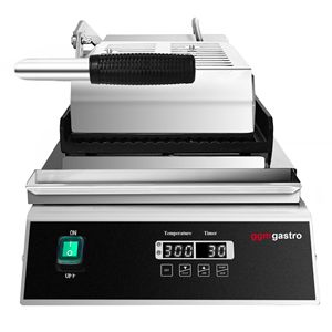 Prensa para panini comercial de alta resistencia - 2.8kW - Digital - Placas: acanaladas superior e inferior - Área de asado: 223x380mm - Product Image 5