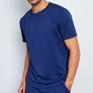 Ensemble de t-shirts d'été personnalisés de la meilleure qualité pour hommes 100% coton tissé motif solide vente en gros de shorts et t-shirts 2 pièces - Product Image 2