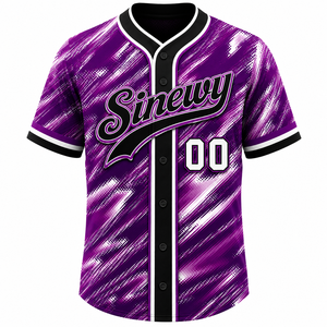 Camiseta de Béisbol para Hombre, Color Morado, Sublimada, Manga Corta, Absorbe la Humedad, Corte Regular, para Todas las Temporadas - Product Image 2