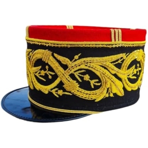 Casquette de cérémonie de style militaire européen classique, casquette de kepi française de qualité supérieure avec broderie à la main et passement doré - Product Image 1