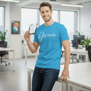 เสื้อยืดสีฟ้าขายดี พร้อมปักชื่อแบรนด์ตามสั่ง เสื้อแขนสั้นสำหรับผู้ชาย รับประกันคุณภาพสูง เสื้อยืดผู้ชาย - Product Image 2