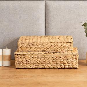 Ensemble de 2 paniers en osier avec couvercle pour l'organisation, panier de rangement artisanal, vente en gros, écologique, fabriqué au Vietnam - Product Image 1