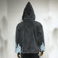 Sweat-shirts à capuche oversize d'hiver personnalisés avec fermeture éclair, épaules tombantes, broderie de patchs usés, double capuche, streetwear pour hommes