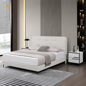 Último diseño cama Estilo nórdico edredón blanco juegos de cama <span class=keywords><strong>180x200</strong></span> marco de cama de madera maciza cama de tela de terciopelo de peluche - Product Image 2