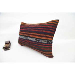 Multicolor Kilim Wool Rug 16x24 Inch Woven Vintage Pattern <b>Throw</b> <b>Pillow</b> - Product Image 4