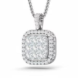 Pendentif halo en or 14 carats et diamants, coupe coussin, pour femmes |   Diamant taille brillant 0,72 carats total - Product Image 1