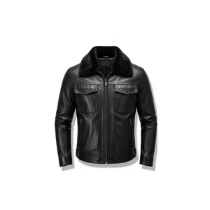 Vente en gros de blouson d'aviateur de haute qualité en fourrure pour hommes veste en cuir noir en peau de mouton vestes en fourrure en cuir véritable de grande taille par Maximize Wear - Product Image 4