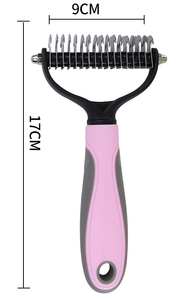 Herramienta para el cuidado de mascotas, 2 herramientas, rastrillo de capa inferior de 2 lados, peines de cepillo de acero para animales pequeños, perros y gatos - Product Image 4