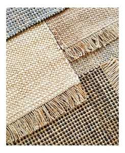 Alfombra de cáñamo trenzada contemporánea hecha a mano, alfombra de Yute natural para suelo - Product Image 1