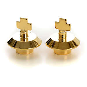 Burettes décoratifs en laiton plaqué or avec couvercle décoratif rond pour les fournitures d'église Article décoratif d'utilisation - Product Image 3