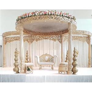 Boda fabulosa Aspecto de madera FRP Mandap Estilo indio tradicional Boda Mandap Decoración Boda hindú Aspecto de madera FRP Mandap - Product Image 1