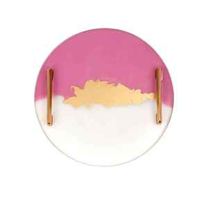 Vente chaude Gani Craft Impex Plateau de service en bois et résine plastique avec design arrondi et poignée en métal pour le service de décoration alimentaire - Product Image 3