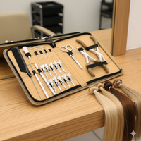 Pince à extensions capillaires professionnelle à usage commercial, en acier inoxydable de qualité chirurgicale, ciseaux à micro-perles, peigne et kit de pinces à cheveux – Meilleure vente