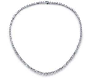 Collar de Tenis Graduado con Tres Puntas de Diamante Redondo en Oro Platino, Fabricante Internacional de Joyería al por Mayor y al por Menor OEM - Product Image 1