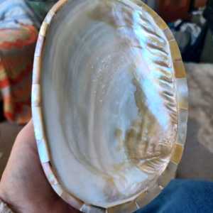 ถ้วยเสิร์ฟไม้ทำด้วยมือคุณภาพสูงดีไซน์เนอร์โมเสครูปทรงลูกปัดงานมุกสีดำและสีขาว - Product Image 1