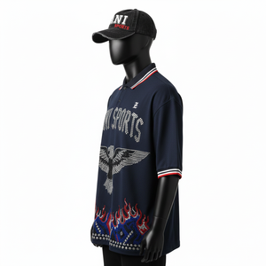 High Quality Polyester 220 GSM Men <b>Polo</b> <b>Shirt</b> Soft <b>Navy</b> Color Crystal Heat Transfer Logo Men's <b>Polo</b> <b>Shirt</b> - Product Image 3