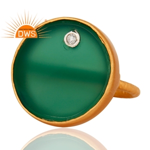 Hot Selling Sterling Silver 18K Gold Plated Natural <b>Cz</b> And Green Onyx Gemstone Stackable <b>Ring</b> Jewelry For Women Gift For Her - Product Image 2