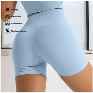 Logotipo personalizado de cintura alta suave cómodo deporte verano Yoga pantalones cortos Biker pantalones cortos mujeres Yoga pantalones cortos - Product Image 3
