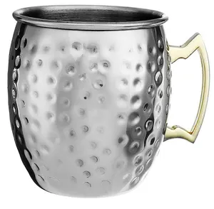 Taza de acero inoxidable Cerveza Taza de café aislada de 500ml con asa de latón Taza de cerveza térmica y diseño tallado