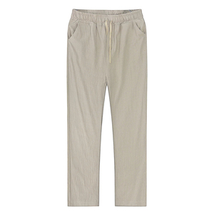 Pantalones de lino y algodón para hombre, novedad de otoño, ropa de calle deportiva, pantalones de lino transpirables de Color sólido para invierno, estilo informal plano frontal - Product Image 4
