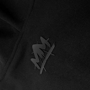 Men Black <b>Full</b> <b>Zip</b> <b>Hoodie</b> Minimal Logo Cotton Fleece Hooded Sweatshirt Modern Casual Urban Streetwear - Product Image 5