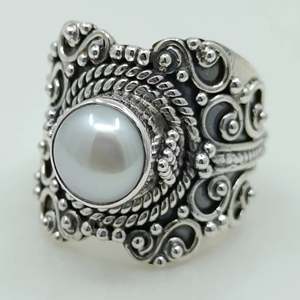 Bague en argent sterling 925 faite à la main, style bohème, pierre de naissance de juin, perle d'eau douce, cadeau idéal pour son anniversaire ou son anniversaire de mariage - Product Image 3