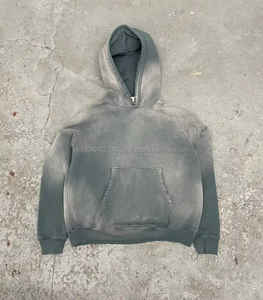 Sudadera con capucha de peso pesado Vintage para hombre, sudadera de algodón térmico de felpa de gran tamaño, diseño bordado, ropa de calle de invierno sólida - Product Image 6