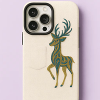 Nouvelle Coque de Téléphone Portable Personnalisée avec Broderie Cerf et Perles, Étui Rigide de Protection Portable pour Téléphones, Design 2026