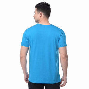 เสื้อยืดแขนสามส่วนสำหรับเด็กผู้ชายเสื้อคอกลมผ้าคอตตอนสีฟ้าแบบลำลองใส่100% เสื้อยืดโอเวอร์ไซส์ - Product Image 2