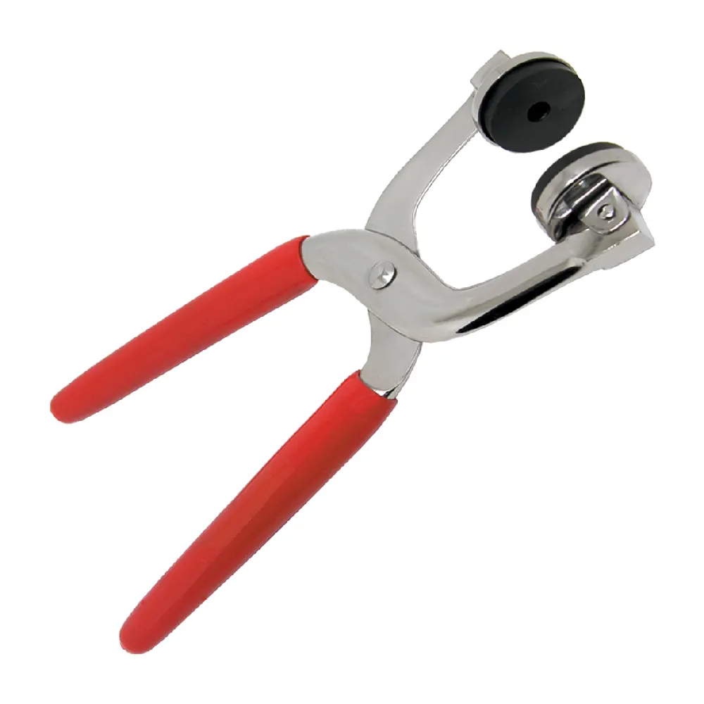 Case Closing Pliers Stainless Steel Parallel closing jaws with circular rubber padded hinged discs provide dependable case