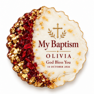 Aimant de réfrigérateur personnalisé en résine époxy pour baptême, avec nom et date, cadeau de baptême, souvenir chrétien, six couleurs pour les invités - Product Image 1